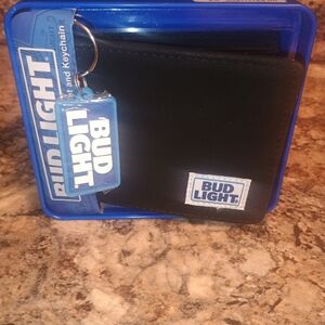 Bud Light Black Wallet with Keychain Set Brand New Inbox Father's Day Sweetest